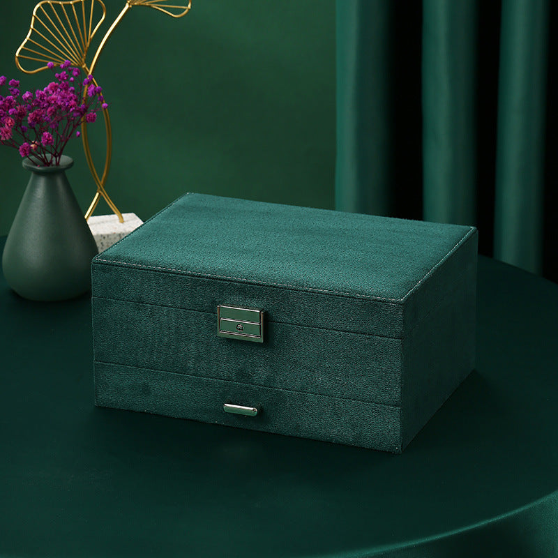 Large Velvet Jewelry Box with Lock
