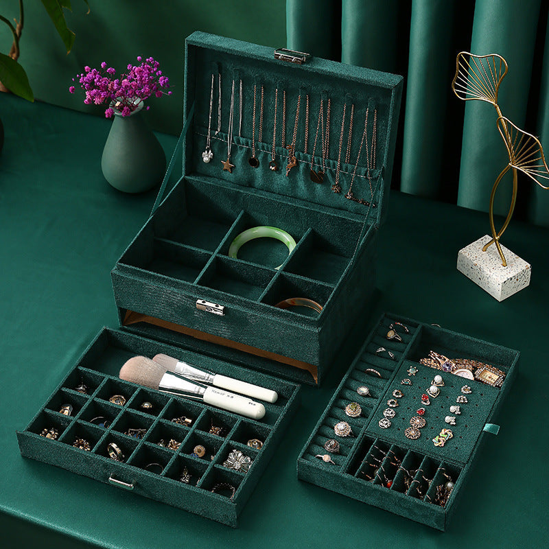 Large Velvet Jewelry Box with Lock