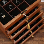 Wooden Jewelry Box with Mirror and Lock