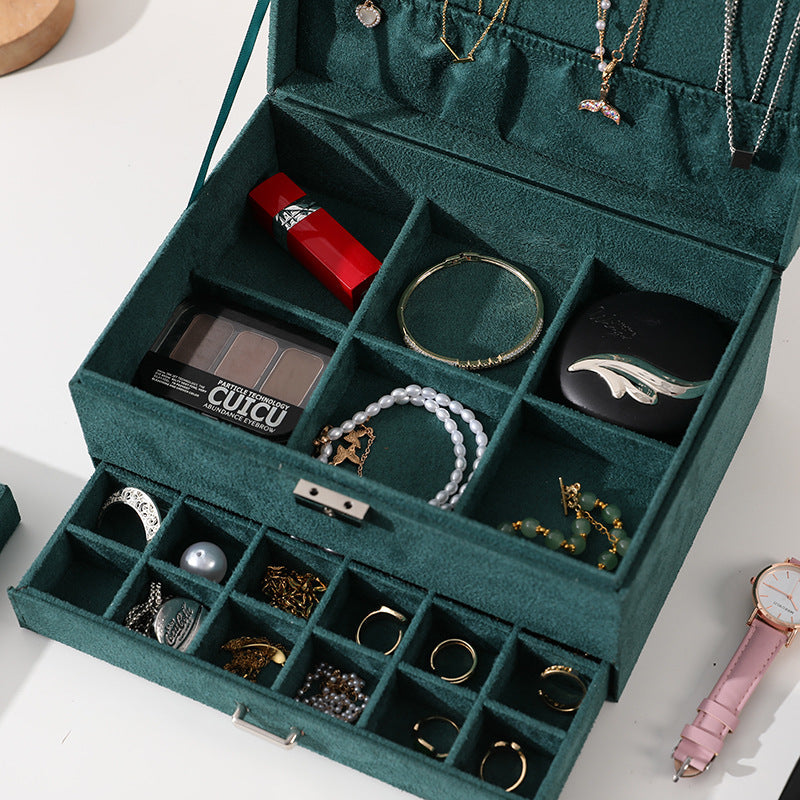 Large Velvet Jewelry Box with Lock