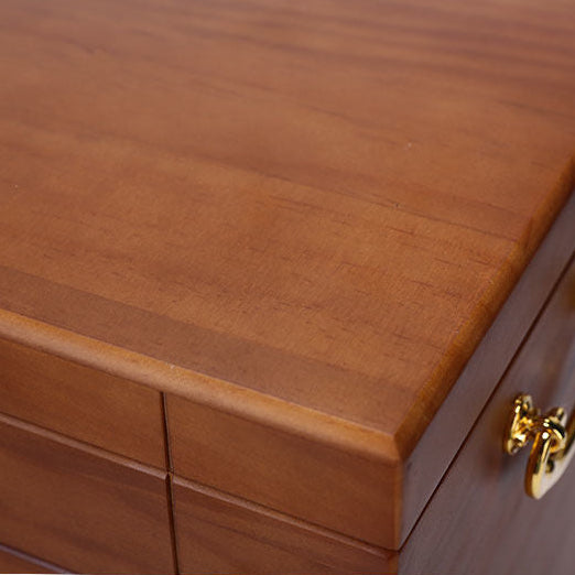 Wooden Jewelry Box with Mirror and Lock
