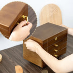 Wooden Jewelry Box with Lock and Drawers