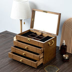 Wooden Jewelry Box with Mirror and Lock