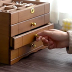 Wooden Jewelry Box with Lock and Drawers