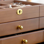 Wooden Jewelry Box with Lock and Drawers
