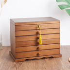 Large Wooden Jewelry Box with Multiple Drawers