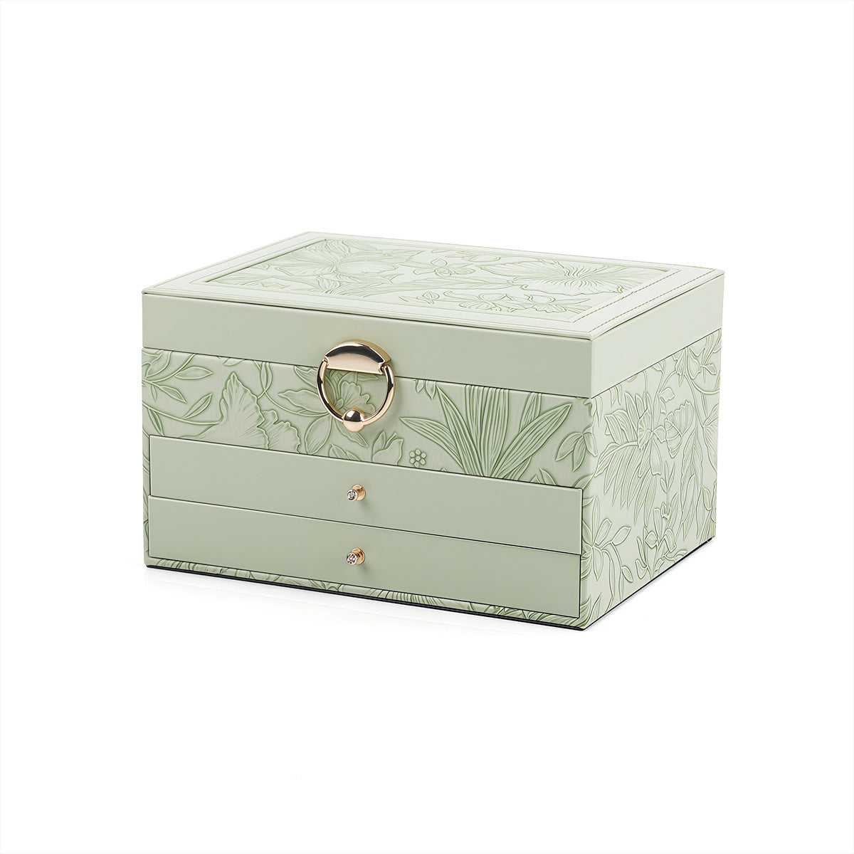 Floral Large Jewelry Box with Drawers