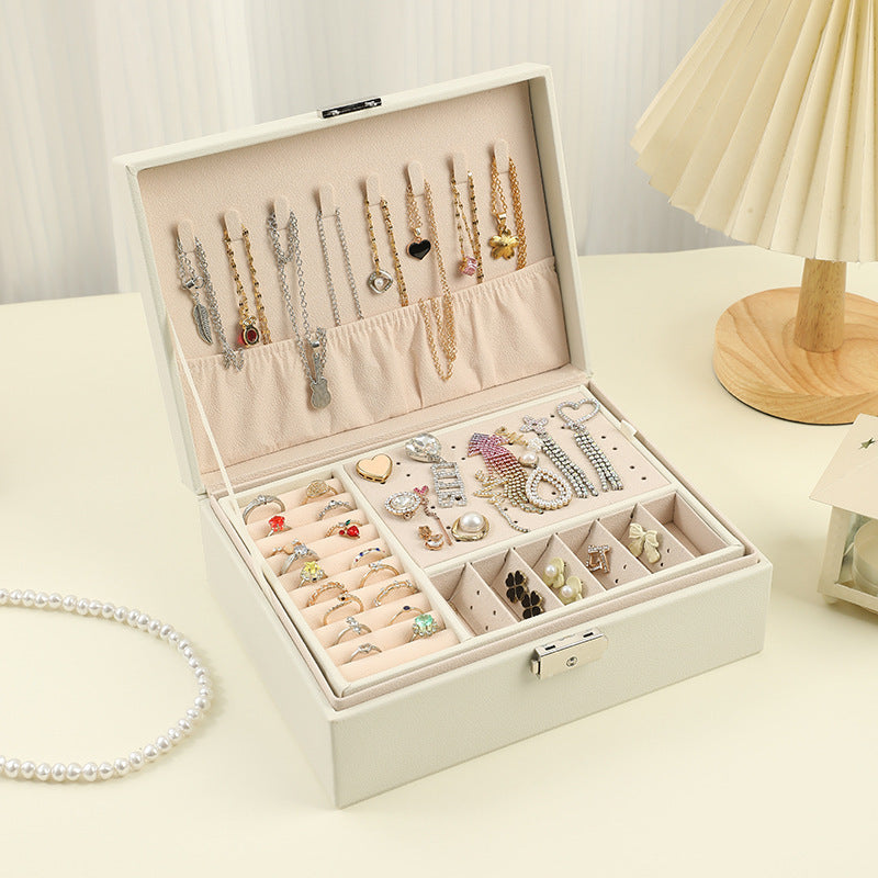 Jewelry Box with Necklace Hooks and Ring Slots
