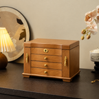 Large Vintage Wooden Jewelry Box with Side Doors