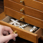 Large Vintage Wooden Jewelry Box with Side Doors
