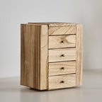 Large Wooden Jewelry Box with Mirror and Drawers