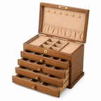 Large Wooden Jewelry Box with Multiple Drawers