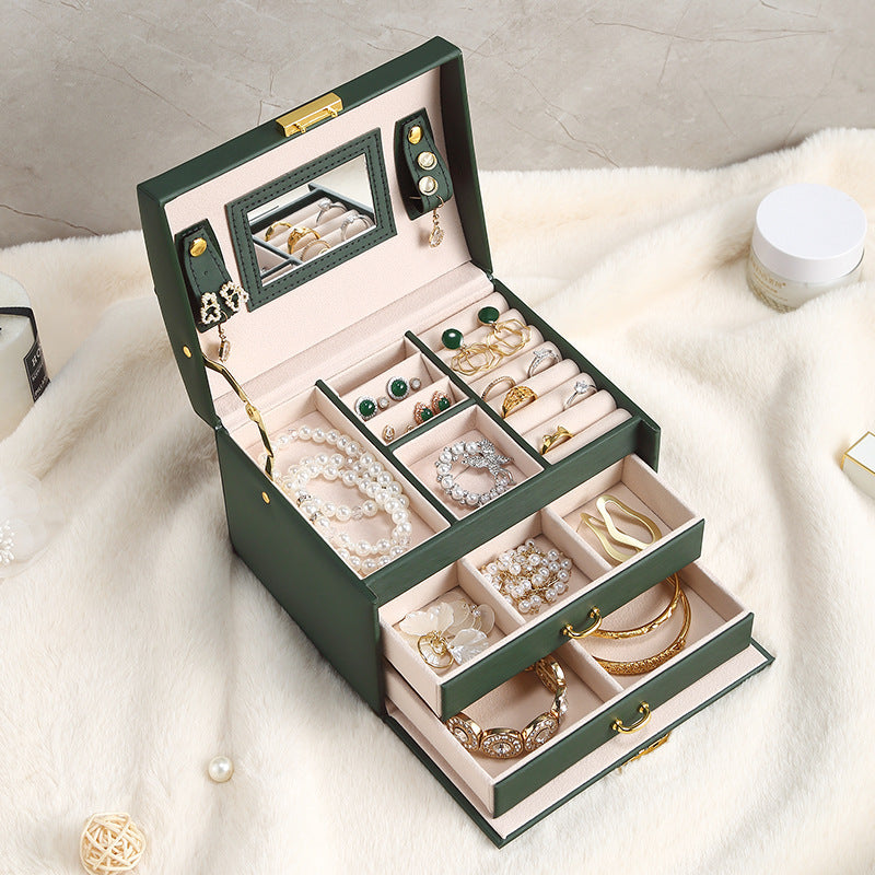 Small Portable Jewelry Box with Mirror and Lock