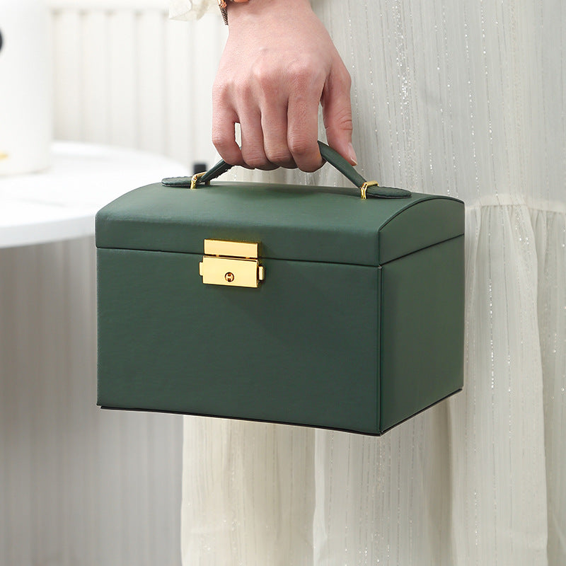 Small Portable Jewelry Box with Mirror and Lock
