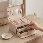 Small Portable Jewelry Box with Mirror and Lock