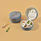 Small Round Velvet Travel Jewelry Box