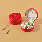 Small Round Velvet Travel Jewelry Box