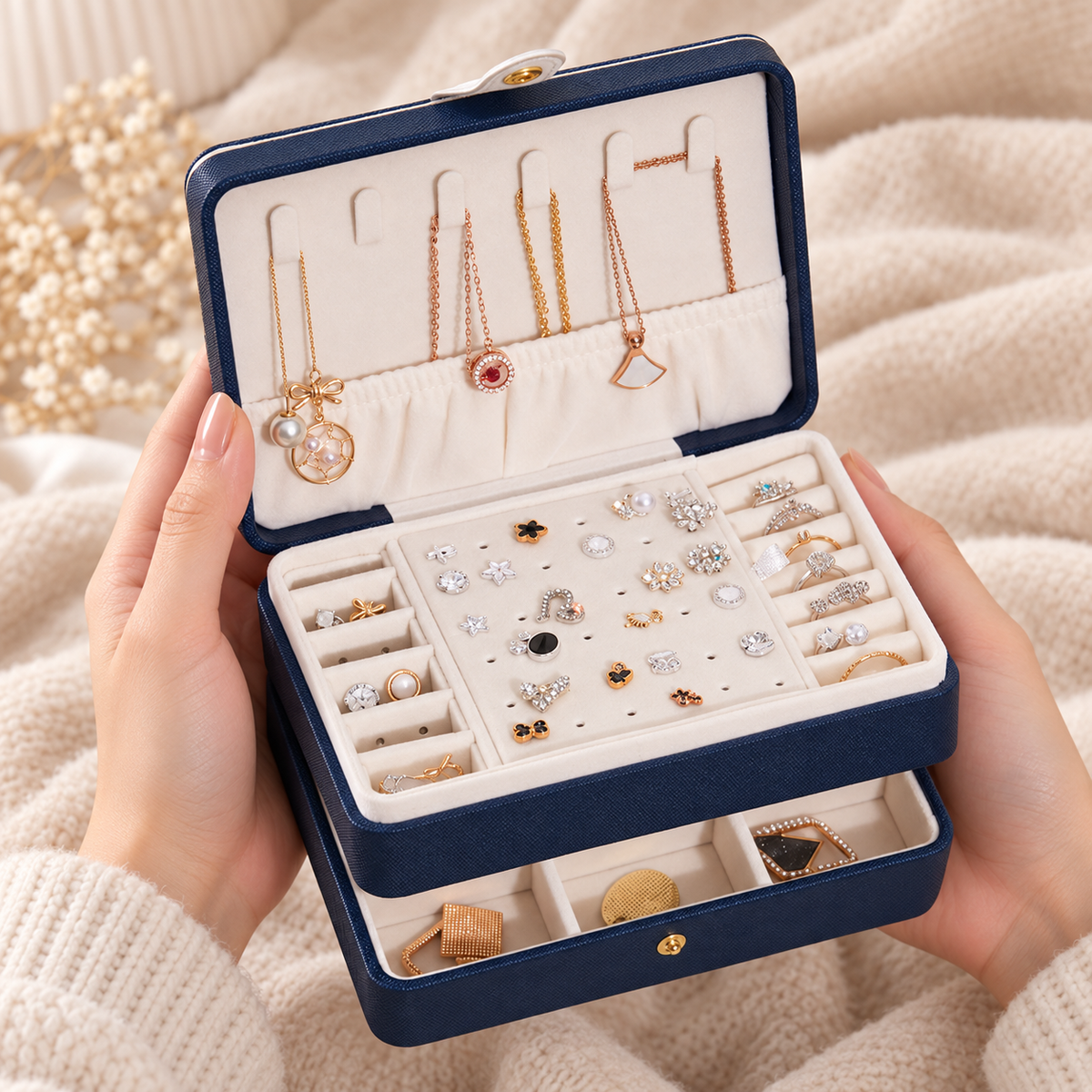 Small Travel 3 Layer Jewelry Box