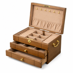 Wooden Jewelry Box with Lock and Drawers